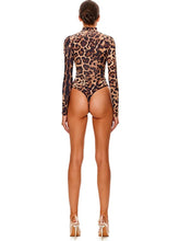 Load image into Gallery viewer, Azariah Leopard Turtleneck Long Sleeve Bodysuit
