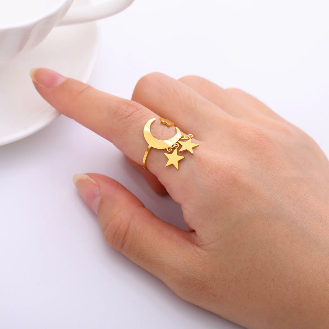 Jozetta Moon Star Tassel Ring