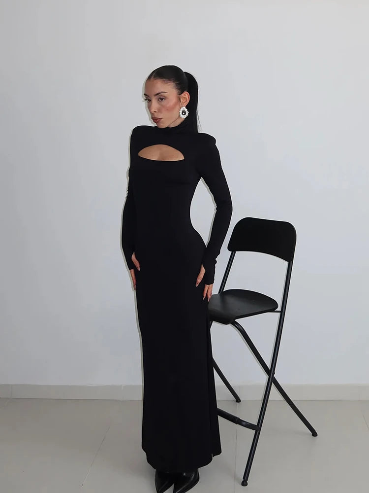 Delsie Long Sleeve Slit Maxi Dress