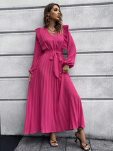 Load image into Gallery viewer, Isla Terry Pleated Long Sleeve Maxi Dress
