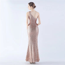 Load image into Gallery viewer, Maria Iris Beaded Sequin One Shoulder Mermaid Maxi Dress
