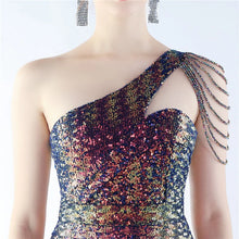 Load image into Gallery viewer, Maria Iris Beaded Sequin One Shoulder Mermaid Maxi Dress
