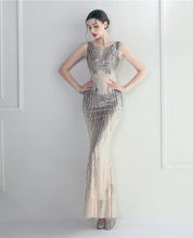 Load image into Gallery viewer, Keylani Sequin Beaded Mermaid Maxi Dress
