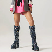 Load image into Gallery viewer, Amara Sequin Knee High Platform High Heel Boots
