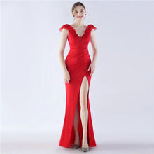 Load image into Gallery viewer, Kadence Shae Satin Slit Mermaid Maxi Dress
