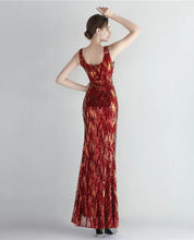 Load image into Gallery viewer, Reagan Mary Sequin Slit Maxi Dress
