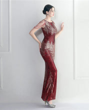 Load image into Gallery viewer, Keylani Sequin Beaded Mermaid Maxi Dress
