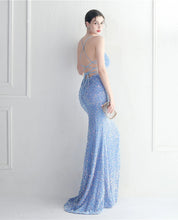 Load image into Gallery viewer, Mazikeen Sequin Mermaid Slit Maxi Dress
