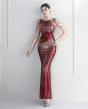 Load image into Gallery viewer, Keylani Sequin Beaded Mermaid Maxi Dress
