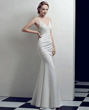 Load image into Gallery viewer, Valeria Diamond Satin Mermaid Slit Maxi Dress
