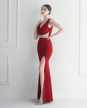 Load image into Gallery viewer, Krystal Bre Satin Slit Maxi Dress
