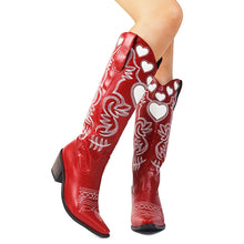 Load image into Gallery viewer, Misty Love Heart Pointed Toe Knee High Western Boots
