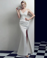 Load image into Gallery viewer, Valeria Diamond Satin Mermaid Slit Maxi Dress
