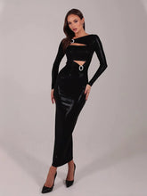 Load image into Gallery viewer, Alma Cut Out Long Sleeve Slit Bodycon Maxi Dress
