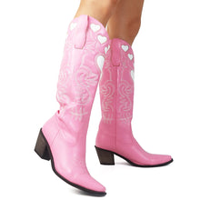 Load image into Gallery viewer, Misty Love Heart Pointed Toe Knee High Western Boots
