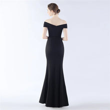 Load image into Gallery viewer, Avery Kendall Satin Off Shoulder Slit Maxi Dress
