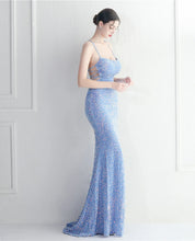 Load image into Gallery viewer, Mazikeen Sequin Mermaid Slit Maxi Dress
