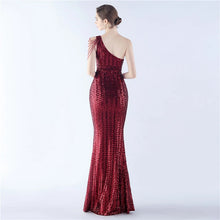 Load image into Gallery viewer, Maria Iris Beaded Sequin One Shoulder Mermaid Maxi Dress
