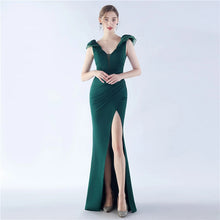 Load image into Gallery viewer, Kadence Shae Satin Slit Mermaid Maxi Dress
