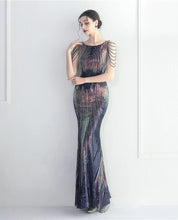 Load image into Gallery viewer, Keylani Sequin Beaded Mermaid Maxi Dress
