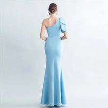 Load image into Gallery viewer, Octavia Tay Satin One Shoulder Slit Maxi Dress
