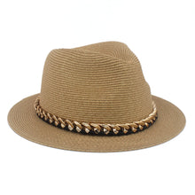 Load image into Gallery viewer, Valeria Straw Chain Panama Hat
