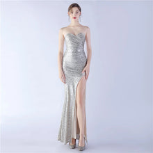 Load image into Gallery viewer, Kyleigh Micah Sequin Strapless Slit Maxi Dress
