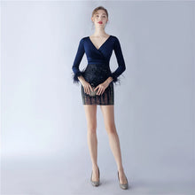 Load image into Gallery viewer, Emery Lydia Velvet Sequin Long Sleeve Mini Dress
