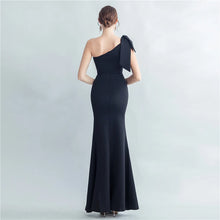 Load image into Gallery viewer, Octavia Tay Satin One Shoulder Slit Maxi Dress
