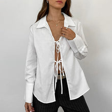 Load image into Gallery viewer, Zea Lace-Up Long Sleeve Top
