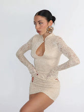 Load image into Gallery viewer, Celyn Lace Long Sleeve Bodycon Mini Dress
