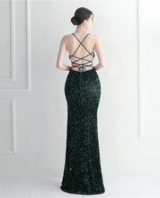 Load image into Gallery viewer, Mazikeen Sequin Mermaid Slit Maxi Dress
