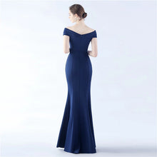 Load image into Gallery viewer, Avery Kendall Satin Off Shoulder Slit Maxi Dress
