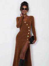 Load image into Gallery viewer, Brielle Knit Long Sleeve Slit Maxi Dress
