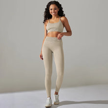 Load image into Gallery viewer, Yuvika Seamless Ribbed Two-Piece Yoga Set
