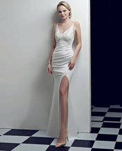 Load image into Gallery viewer, Valeria Diamond Satin Mermaid Slit Maxi Dress
