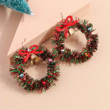 Load image into Gallery viewer, Belle Bow Christmas Wreath Earrings
