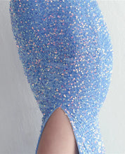 Load image into Gallery viewer, Mazikeen Sequin Mermaid Slit Maxi Dress
