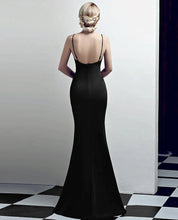 Load image into Gallery viewer, Valeria Diamond Satin Mermaid Slit Maxi Dress
