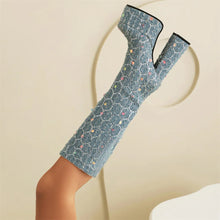 Load image into Gallery viewer, Amara Sequin Knee High Platform High Heel Boots
