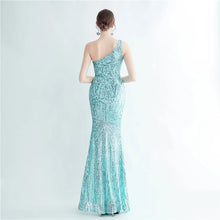 Load image into Gallery viewer, Ivy Carter Sequin One Shoulder Slit Maxi Dress
