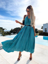 Load image into Gallery viewer, Zariyah Halter Neck Pleated Maxi Dress
