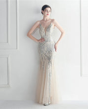 Load image into Gallery viewer, Soraya Sequin Beaded Mermaid Maxi Dress
