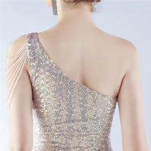 Load image into Gallery viewer, Maria Iris Beaded Sequin One Shoulder Mermaid Maxi Dress
