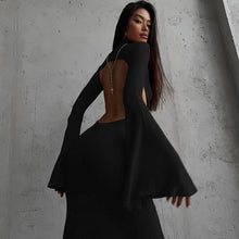 Load image into Gallery viewer, Christie Long Flare Sleeve Slit Maxi Dress
