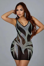 Load image into Gallery viewer, Alma Diamond Glitter Mesh Bodycon Mini Dress
