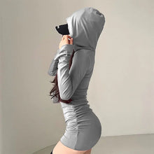 Load image into Gallery viewer, Kya Hooded Long Sleeve Mini Dress
