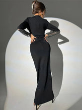 Load image into Gallery viewer, Royal Diamond Sheer Long Sleeve Maxi Dress
