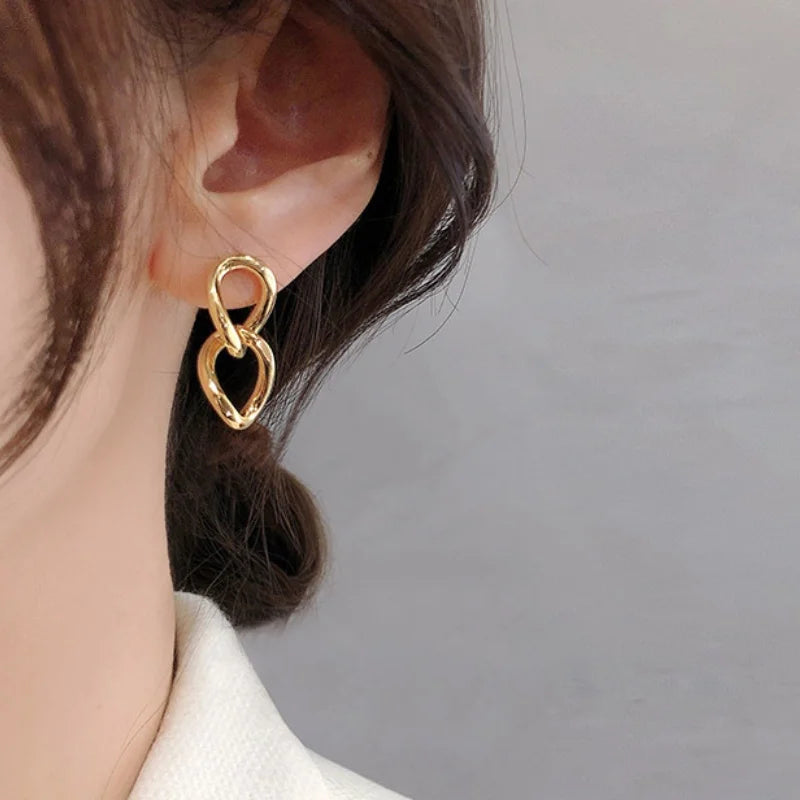 Courtline Gold Chain Earrings