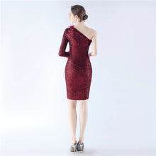 Load image into Gallery viewer, Luella Holly One Shoulder Sequin Feather Mini Dress
